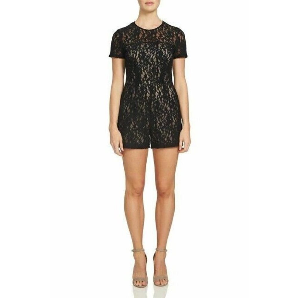 1.State Women's Game On Floral Lined Lace Short Sleeve Romper Size 4 NWT $109